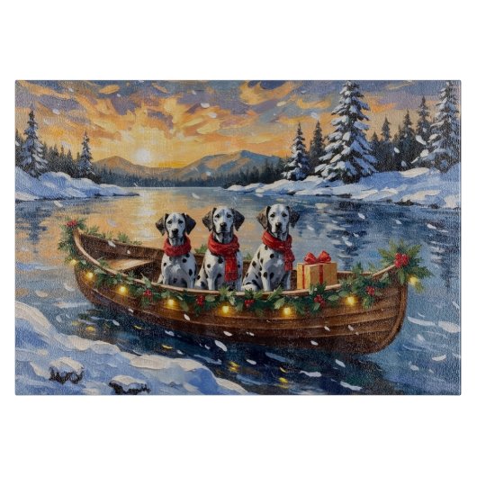 Dalmatiner Weihnachtsboot-Feiertag Schneidebrett (Vorderseite)
