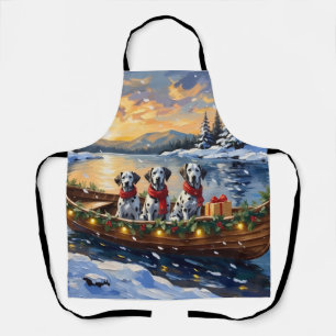 Dalmatiner-Weihnachtsboot-Feiertag Schürze