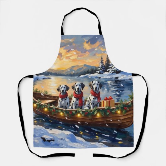 Dalmatiner-Weihnachtsboot-Feiertag Schürze (Vorderseite)