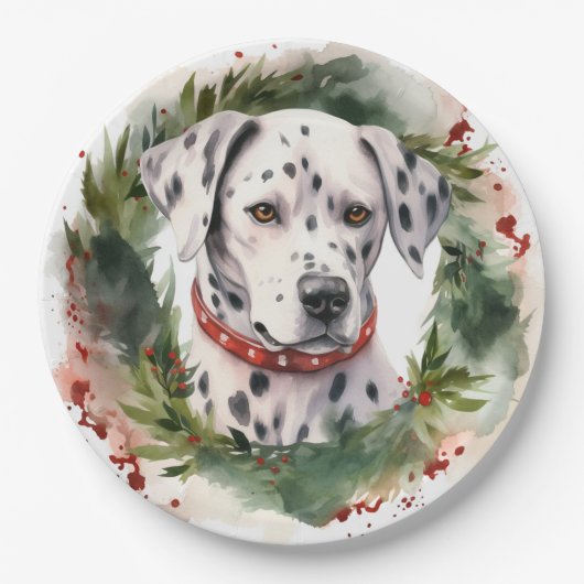 Dalmatiner Weihnachtsfest Pappteller (Vorderseite)