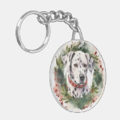 Dalmatiner Weihnachtsfest Schlüsselanhänger (Vorderseite links)