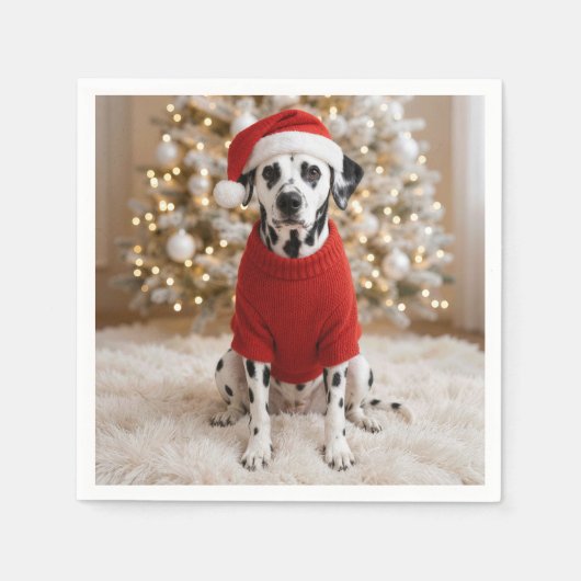 Dalmatiner-Weihnachtshund in rotem Pullover Serviette (Vorderseite)