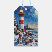 Dalmatiner-Weihnachtsleuchtturm-Feiertag Geschenkanhänger (Rückseite)