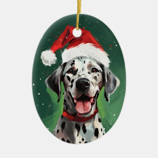 Dalmatiner Weihnachtsmalerei Keramik Ornament (Vorne)