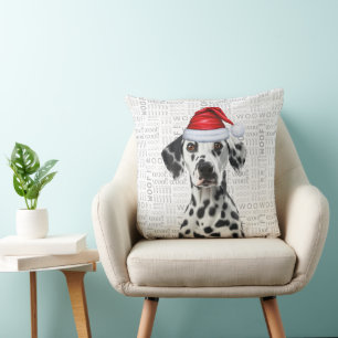 Dalmatiner Weihnachtsmann Hund Wuff Wasserfarbe We Kissen