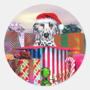 Dalmatiner Weihnachtsüberraschung Runder Aufkleber