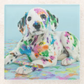 Dalmatiner-Welpe Glasuntersetzer (Vorderseite)