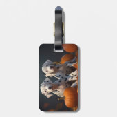 Dalmatiner Welpe Herbst Kürbis Gepäckanhänger (Rückseite vertikal)