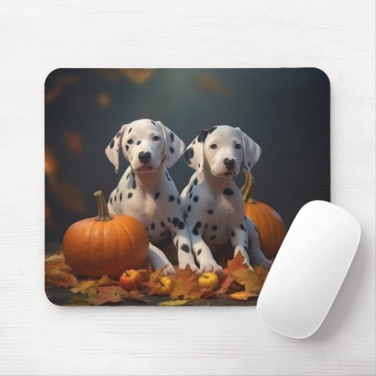 Dalmatiner Welpe Herbst Kürbis Mousepad (Mit Mouse)