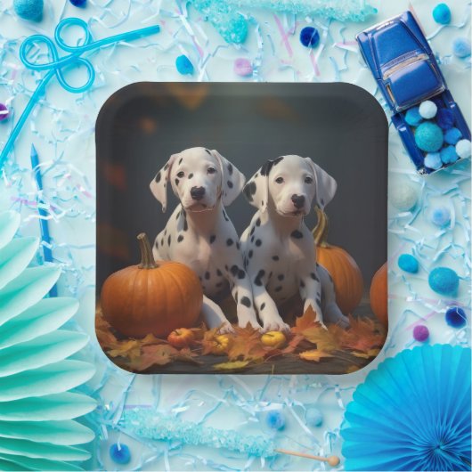 Dalmatiner Welpe Herbst Kürbis Pappteller (Party)