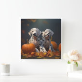 Dalmatiner Welpe Herbst Kürbis Quadratische Wanduhr (Zuhause)
