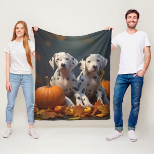 Dalmatiner Welpe Herbstfreude Kürbis Fleecedecke