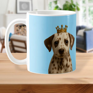 Dalmatiner Welpe in Goldkrone Niedlich Kaffeetasse
