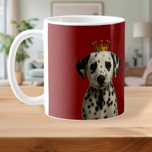 Dalmatiner Welpe in Goldkrone Niedlich Kaffeetasse