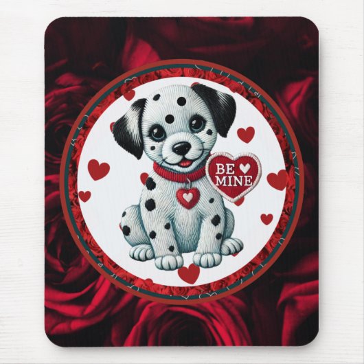 Dalmatiner Welpe Liebe Mousepad - Be Mine Valentin (Vorne)