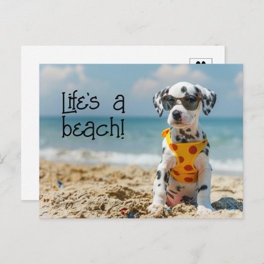 Dalmatiner Welpe mit Sonnenbrille Postkarte (Vorne/Hinten)