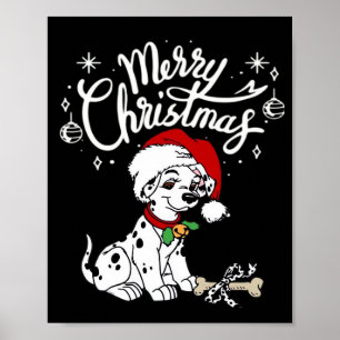 Dalmatiner-Welpe mit Weihnachtsmannmütze Xmas Poster