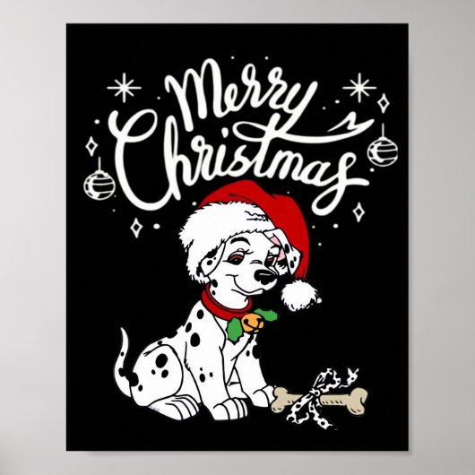 Dalmatiner-Welpe mit Weihnachtsmannmütze Xmas  Poster (Vorne)