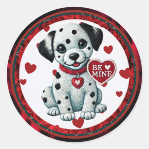 Dalmatiner Welpe Round Stickers - Sei mein Valenti