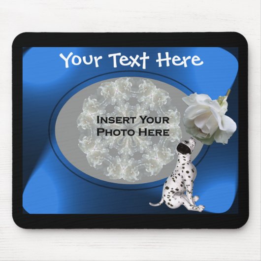 Dalmatiner Welpe und Foto mit weißer Rose Mousepad (Vorne)