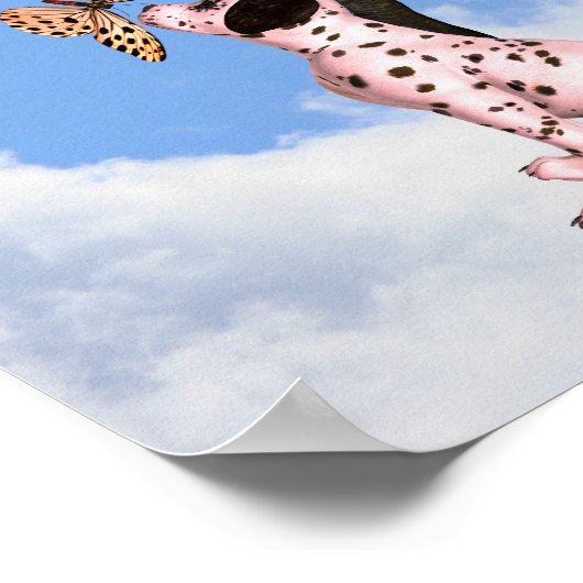 Dalmatiner Welpe und Schmetterling Poster (Ecke)