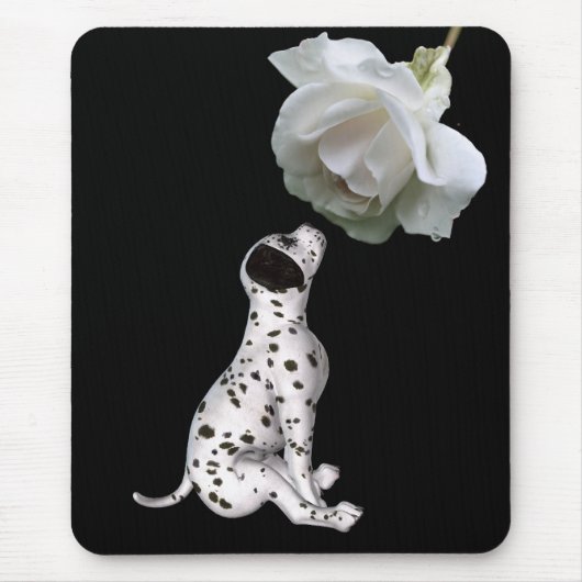 Dalmatiner Welpe und Weiße Rose Mousepad (Vorne)