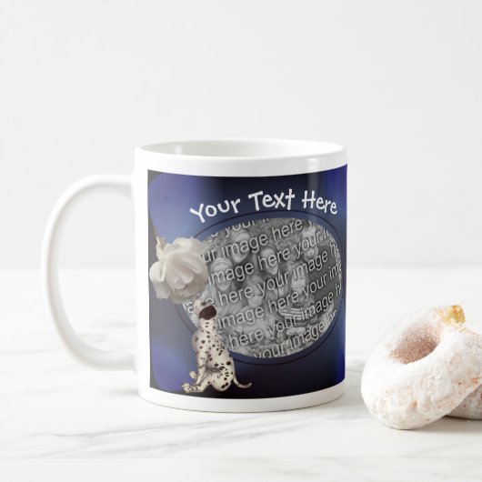 Dalmatiner Welpe White Rose Personalisiertes Foto Kaffeetasse (Mit Donut)