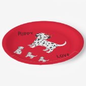 Dalmatiner Welpen Party Papier Teller. Pappteller (Schrägansicht)