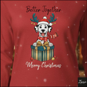 Dalmatiner-Welpen-Rentier-Schal-Geschenk zu Weihna Tri-Blend Shirt
