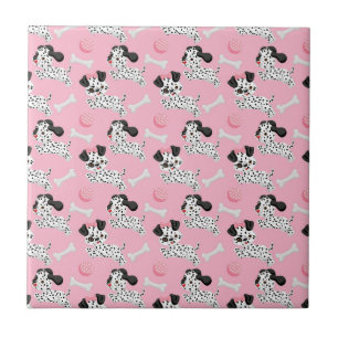 Dalmatiner Welpen Schwarze Flecken Rosa Spielball Fliese