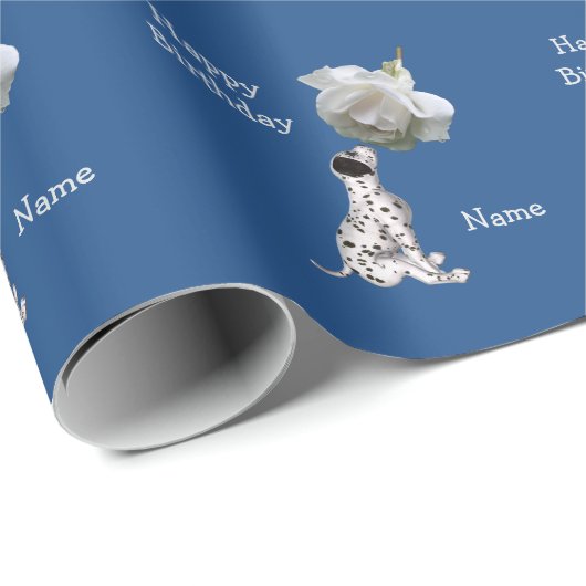 Dalmatiner Welpen- und Rose-Tiermuster Geschenkpapier (Rolleneckpunkt)