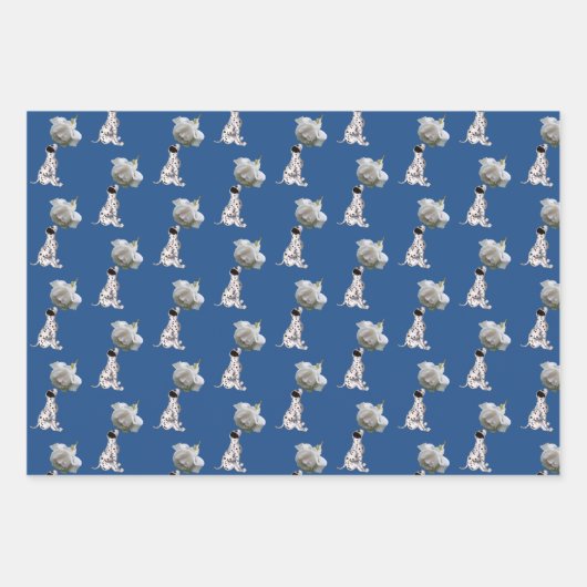 Dalmatiner Welpen und Rose Tiermuster Geschenkpapier Set (Vorderseite 2)