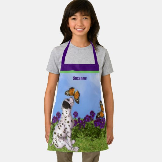 Dalmatiner Welpenschmetterlinge Hunde Kunst Person Schürze (Insitu)