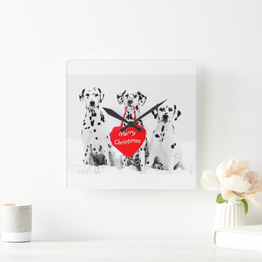 Dalmatiner wünschen frohe Weihnachtsmauer Quadratische Wanduhr (Zuhause)