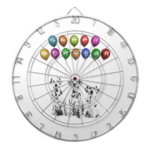 Dalmatiner wünschen viel Glück im neuen Jahr 2016 Dartscheibe