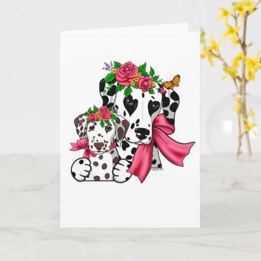 Dalmatiner zum Muttertag Karte (Gelbe Blume)