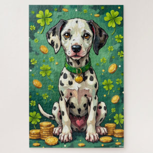Dalmatiner zum St. Patrick’s Day Glückshund Puzzle