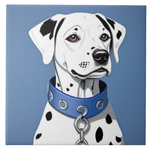 Dalmatinerhund mit blauem Halsband Fliese