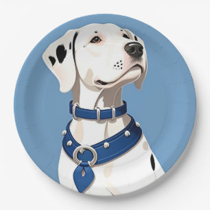 Dalmatinerhund mit blauem Halsband Pappteller