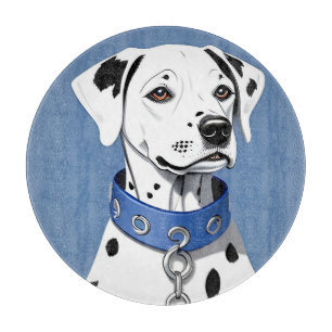 Dalmatinerhund mit blauem Halsband Schneidebrett