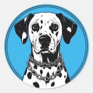 Dalmatinerhund mit Kettenhalsband Runder Aufkleber