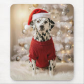 Dalmatinerhund mit rotem Weihnachtspullover Mousepad (Vorne)