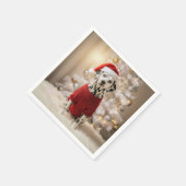 Dalmatinerhund mit rotem Weihnachtspullover Serviette (Ecke)