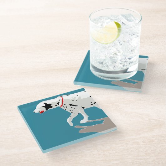 dalmatinische Kunst Glasuntersetzer (Schrägansicht)