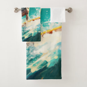 Dalmatinische Strand-Surfing-Malerei Badhandtuch Set