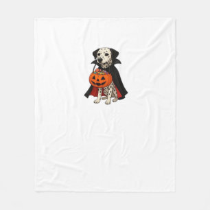 Dalmatinischer Halloween-Vampir-Hund mit Kürbiskor Fleecedecke
