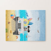 dalmatinischer Hund, der am Strand fährt Puzzle (Horizontal)