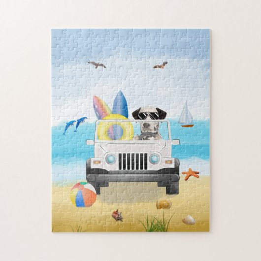 dalmatinischer Hund, der am Strand fährt Puzzle (Vertikal)
