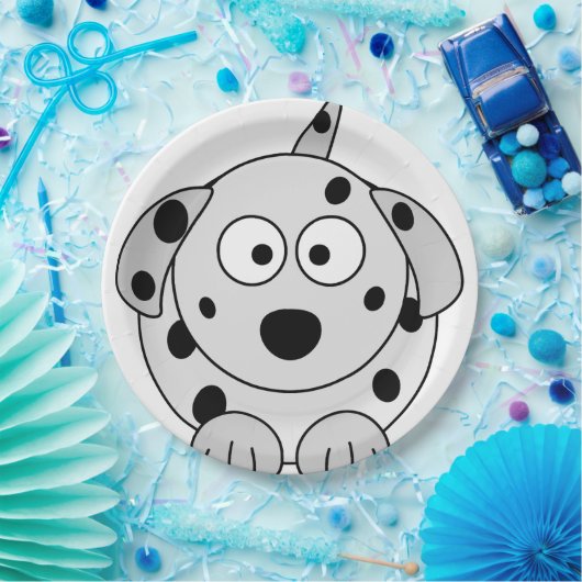 dalmatinischer schwarzer runder Cartoon Pappteller (Party)