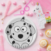 dalmatinischer schwarzer runder Cartoon Pappteller (Party)